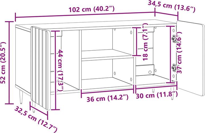 Actual product image vidaXL TV-Schränk (102 x 34.50 x 52 cm)