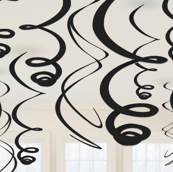 Produktbild Amscan 12 Deko-Spiralen schwarz Folie 55,8 cm (12 Stück)