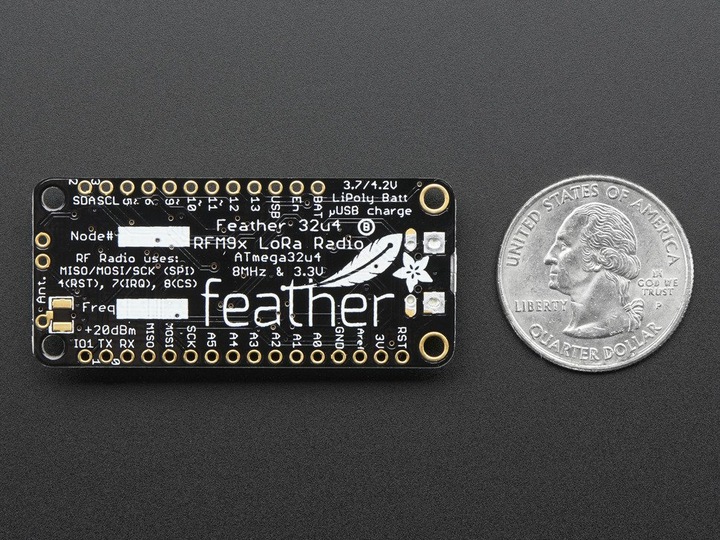Actual product image Adafruit Feather 32u4 RFM95 LoRa Radio 868 or 915 MHz (Various)