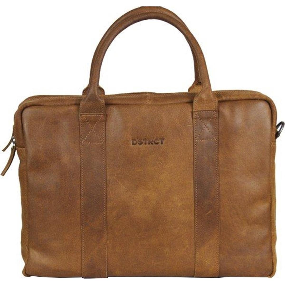 DSTRCT Limited Leren Business Laptoptas - laptopvak met rits da 15,6 pollici - Sleutelhanger - Cognac (15.60"), Borsa per Notebook, Marrone
