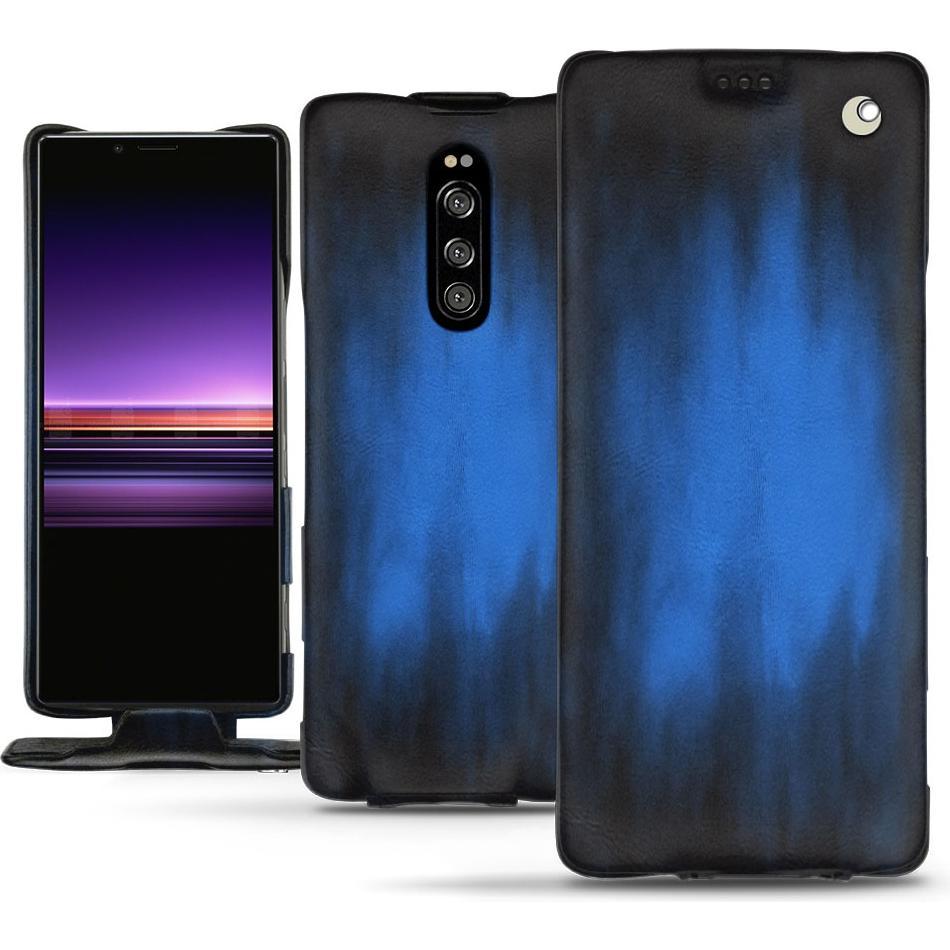 Noreve Lederschutzhülle vertikal (Sony Xperia 1), Smartphone Hülle, Blau
