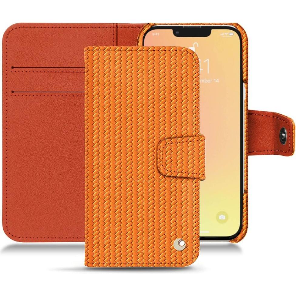 Noreve Lederschutzhülle Wallet (Apple iPhone 13 mini), Smartphone Hülle, Orange
