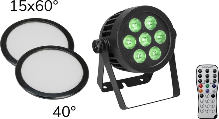 Immagine prodotto Eurolite Set LED IP PAR 7x8W QCL Spot + 2x pannello diffusore (15x60° e 40°)