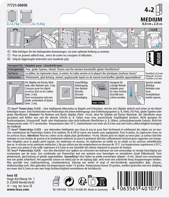 Valori nutrizionali e ingredienti tesa Powerstrips Click - Cuscinetti adesivi (20 mm)