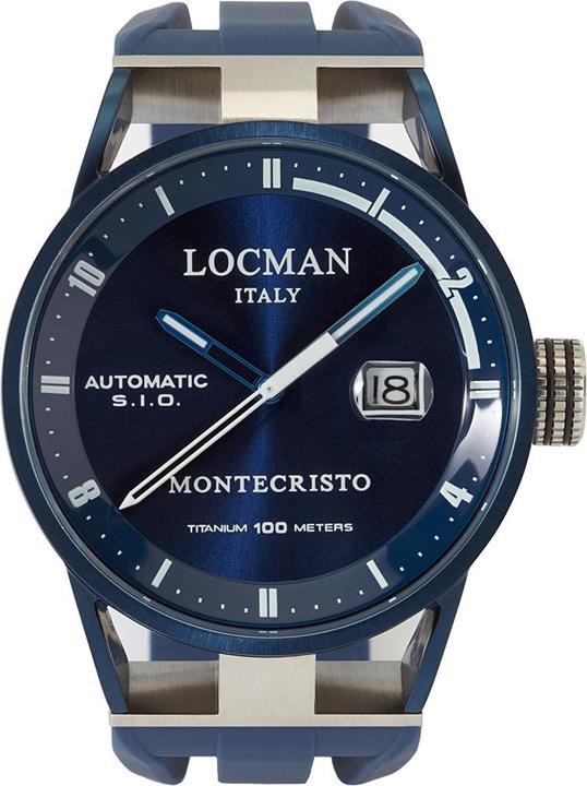 Produktbild Locman Italy Herrenuhr Montecristo Classic Automatik PVD blau Ref. 051 (Uhr mit Schmuckstein, 44 mm)