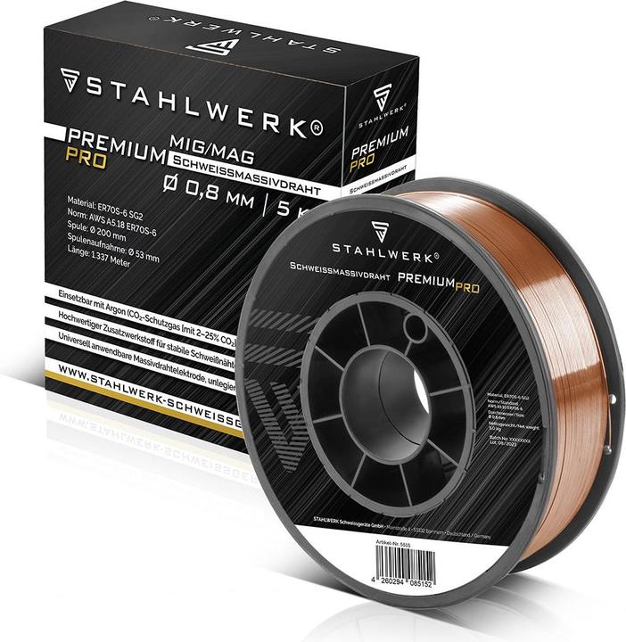 Produktbild Stahlwerk Schweissdraht MIG/MAG Stahl Ø 0,8 mm ER70S-6 SG2 Drahtrolle 5 kg