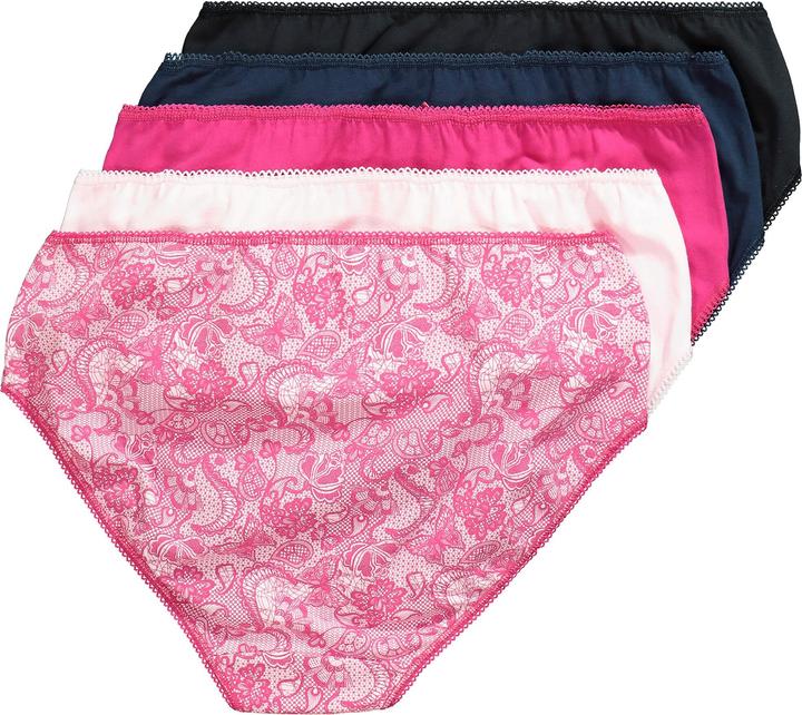 Produktbild Ulla Popken Midislips, 5er-Pack, Spitzendruck/einfarbig (54)