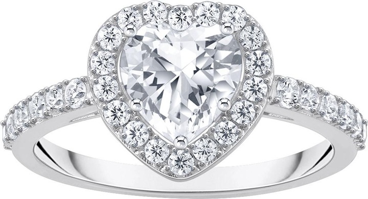 Produktbild Thomas Sabo Halo-Ring mit weissem Stein in Herzform (56, 925 Silber)