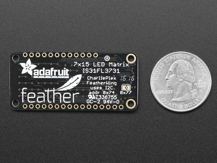Produktbild Adafruit 15x7 CharliePlex LED Matrix Display FeatherWing Yel (Display)