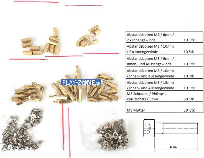 Produktbild Play-Zone 150-Teiliges Set mit Abstandshaltern 6mm 15mm Schrauben un
