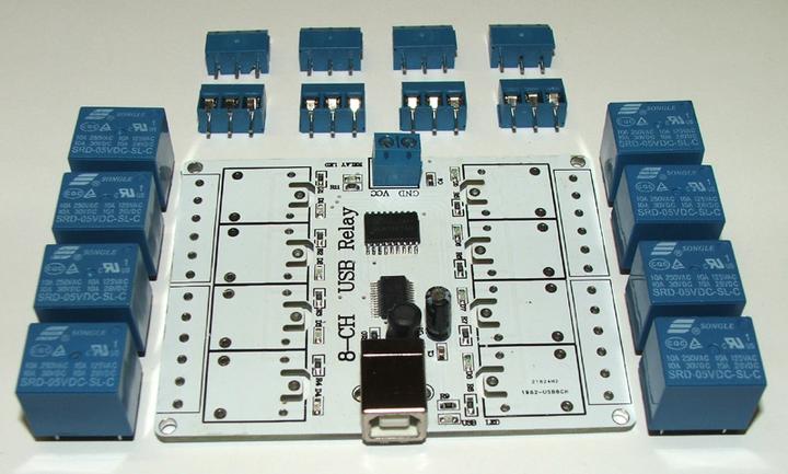 Actual product image OEM 8-channel USB relay card kit