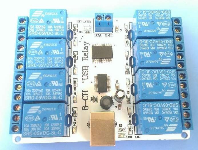 Actual product image OEM 8-channel USB relay card kit