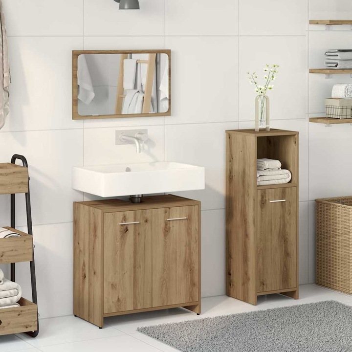 Image du produit VidaXL 3-tlg. Badmöbel-Set Artisan-Eiche Holzwerkstoff