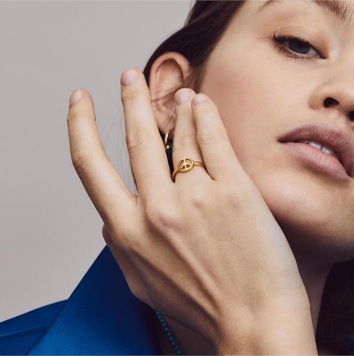 Immagine prodotto Ti Sento Milano Anello con simbolo della pace placcato oro 12222SY (56, 925 Argento)