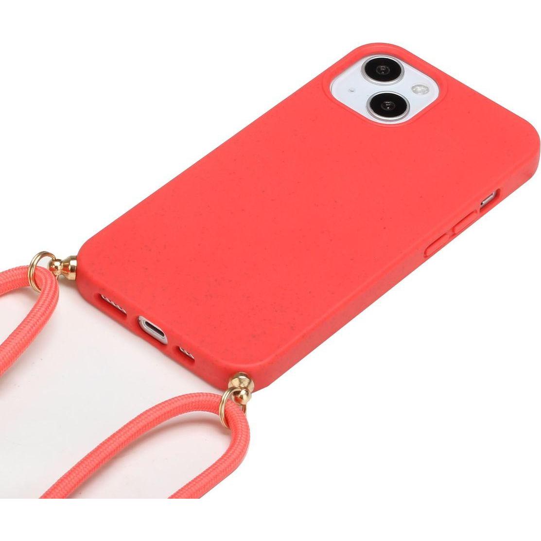 Thumbnail - König Design Handykette Hülle Handy Schutz für Apple iPhone 15 Case Cover Bumper Etuis Kette, Handykette, Rot