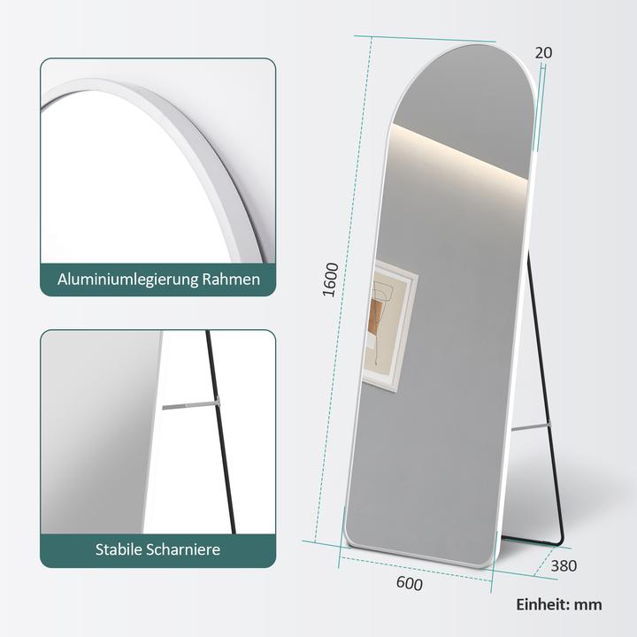 Actual product image Emke Arch Freestanding Mirror with Aluminium Frame, 40*140cm, White (40 x 140 cm)