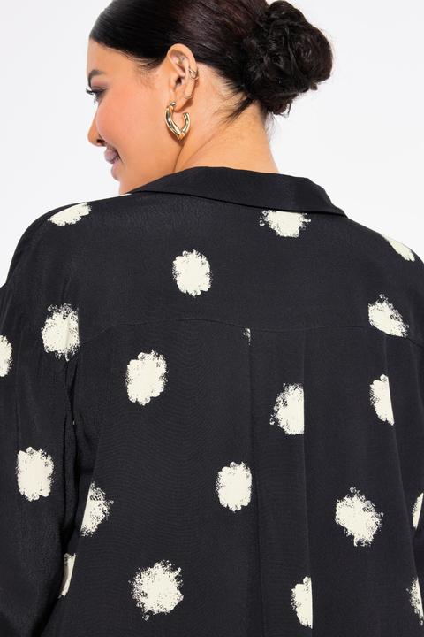 Actual product image Ulla Popken Abstract Polka Dot Long Sleeve Blouse (54)