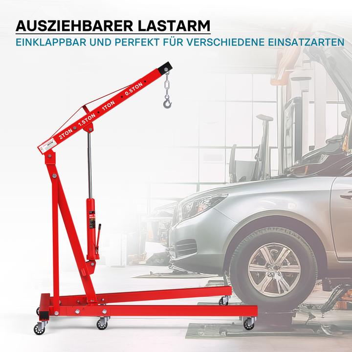 Produktbild Wiltec Motorheber Werkstattkran Hydraulisch Doppelpumpe 2000 kg Getriebeheber Hebekran