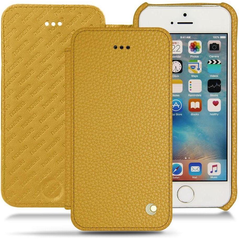 Noreve Lederschutzhülle horizontal (Apple iPhone SE), Smartphone Hülle, Orange