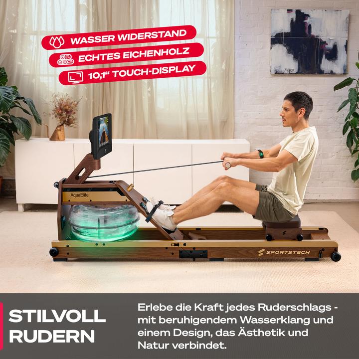 Produktbild Sportstech AquaElite 10,1" Rudergerät Wasser für Zuhause