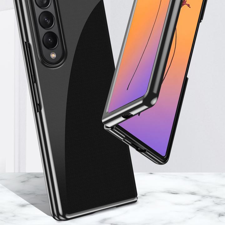 Produktbild Hurtel Plating-Case-Hülle für Samsung Galaxy Z Fold 4 mit metallischem Rahmen in Blau (Samsung Galaxy Z Fold4)