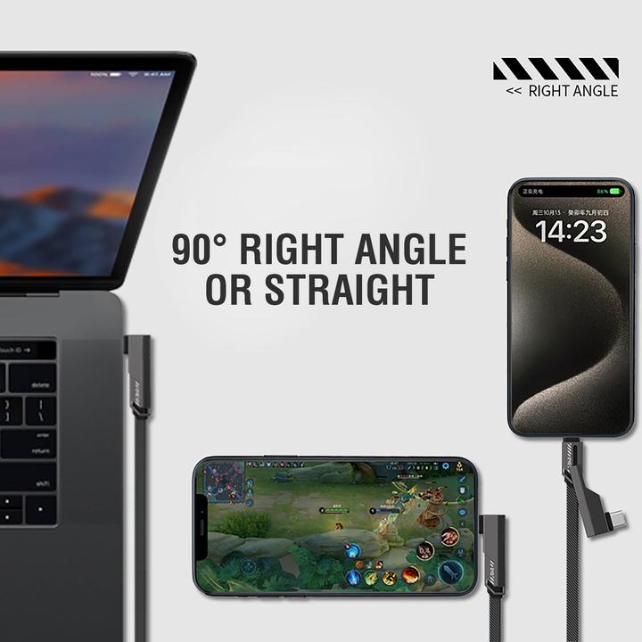 Actual product image 4smarts USB-C Kabel ComboCord Flat Right Angle (1.50 m, USB 2.0, 240 W)