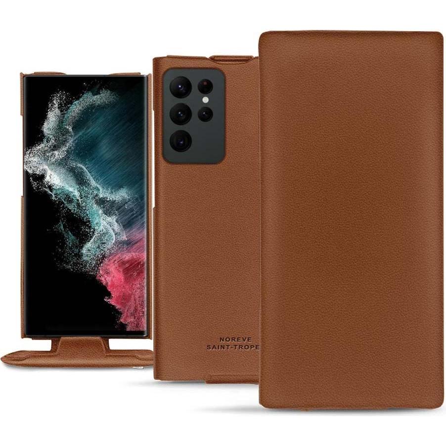 Thumbnail - Noreve Lederschutzhülle vertikal (Samsung Galaxy S22 Ultra), Smartphone Hülle, Braun