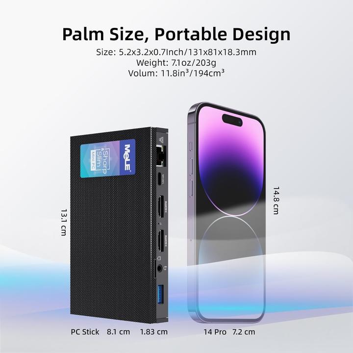 Immagine prodotto Mele Quieter3Q lüfterloser Mini PC (512 GB, 16 GB, Intel Celeron N5105)