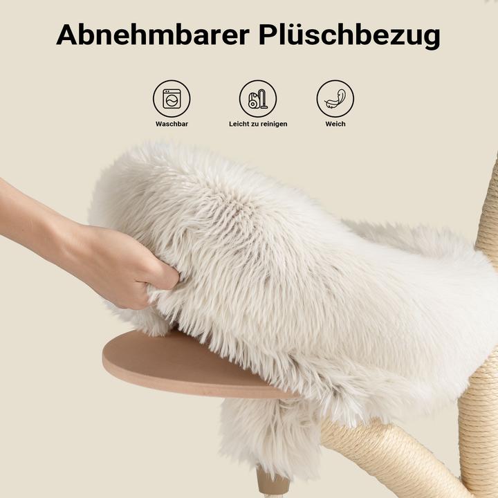Produktbild Wiltec Fudajo Designer Kratzbaum Hängeliege Katzenkratzbaum Katzenbaum Katzenmöbel (169 cm, Creme)