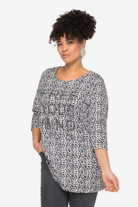 Produktbild Miamoda Longshirt, Leomuster, Glitzer-Statement, 3/4-Ärmel (50)