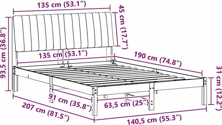 Actual product image vidaXL Bettgestell (135 x 190 cm)