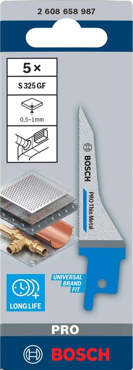 Produktbild Bosch Professional Zubehör PRO Thin Metal S325GF Blatt, 1,25 x 7 x 85 mm, 5-tlg.