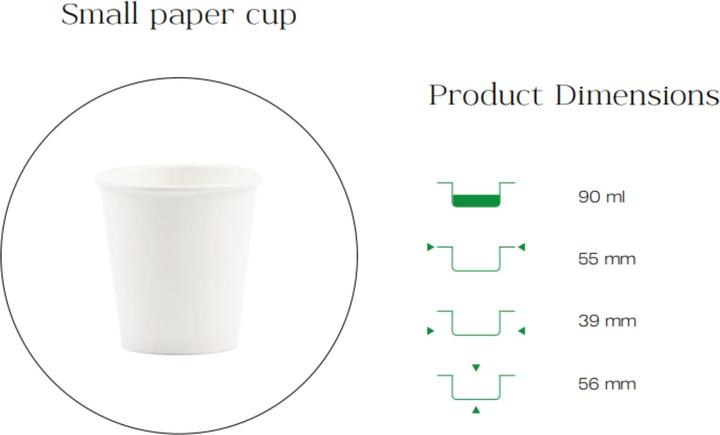 Actual product image TeCup Pappbecher, Trinkbecher, Heissgetränk, Kaffeebecher 3 oz (90 ml) (100 x)