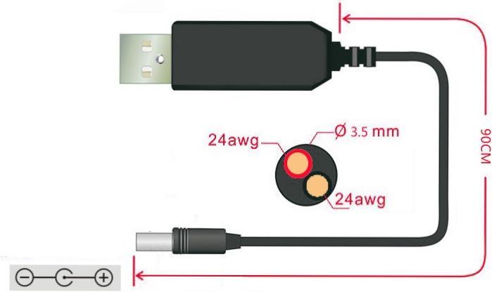 Actual product image Deek-Robot DK USB to 12V power adapter cable 90cm