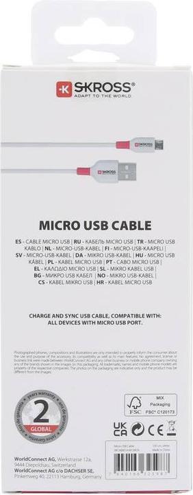 Actual product image Skross USB Cable Micro Cable, 1.2m white (1.20 m, USB 2.0)