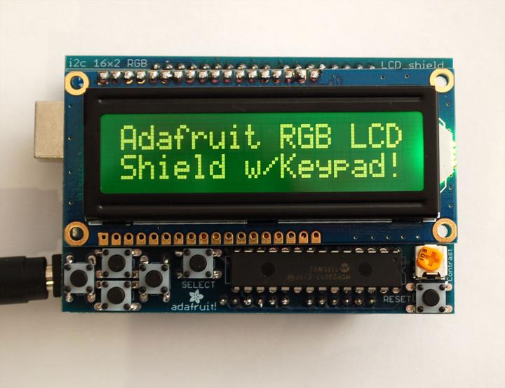 Image du produit Adafruit RGB LCD I2C Shield Kit 16x2 Char Display Negative (Extension, Bouclier, Écran)