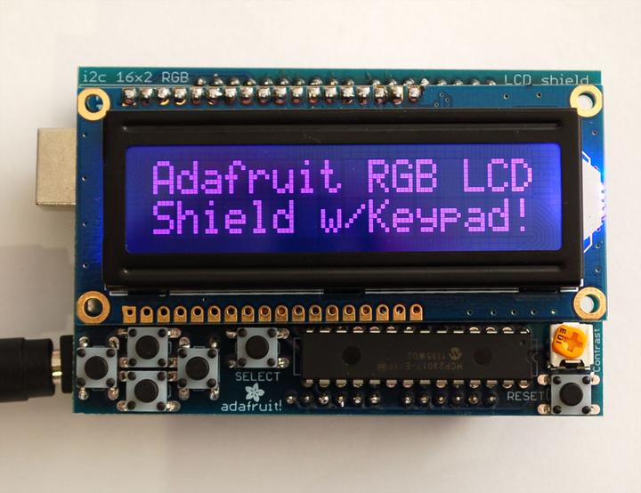 Image du produit Adafruit RGB LCD I2C Shield Kit 16x2 Char Display Negative (Extension, Bouclier, Écran)