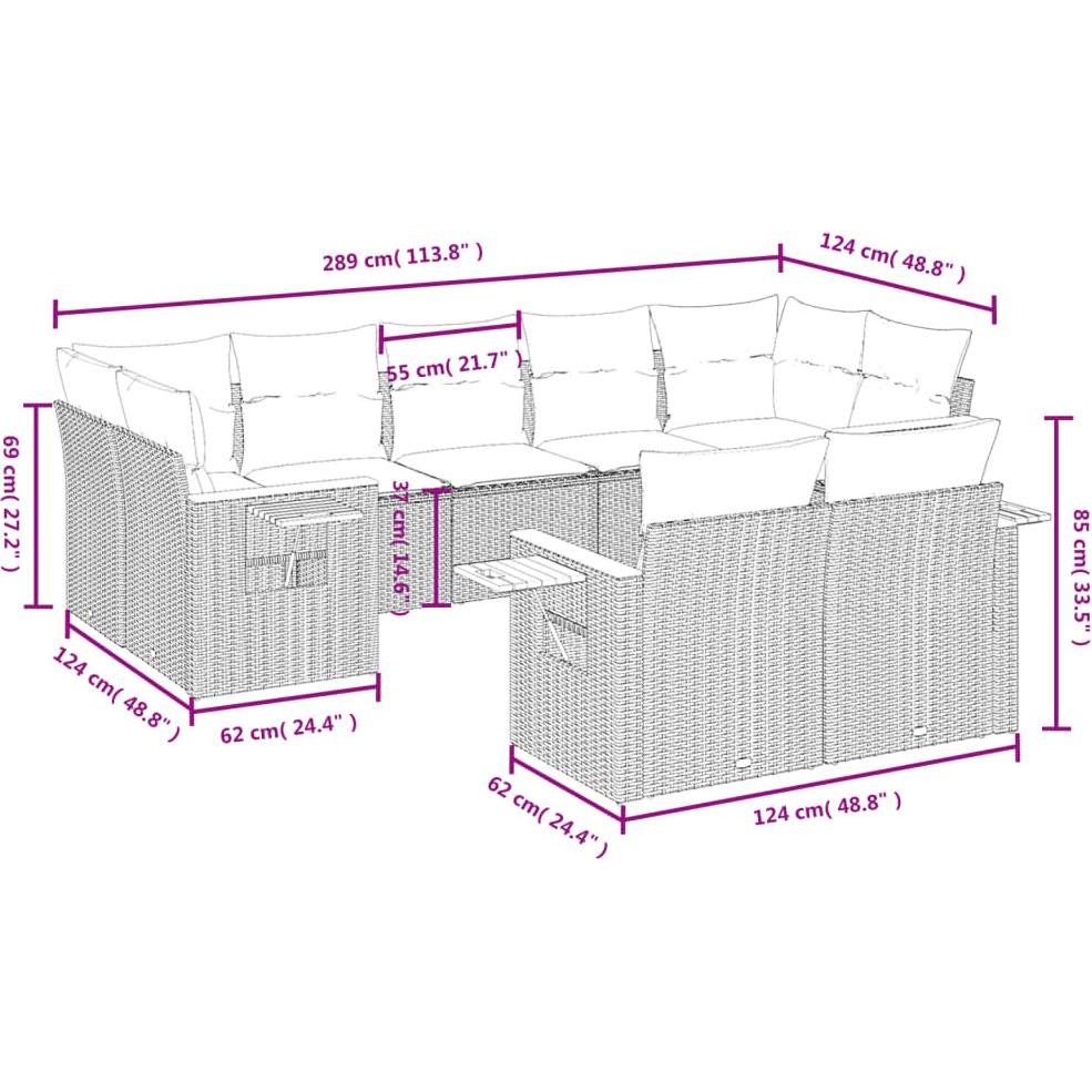Thumbnail - VidaXL, Gartenlounge, 10-tlg. Garten-Lounge-Set mit Kissen