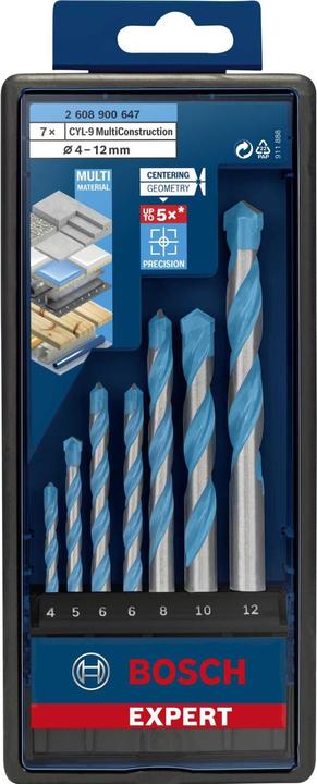 Produktbild Bosch Professional Zubehör EXPERT MultiConstruction CYL-9 Bohrer-Set 4/5/6/6/8/10/12 mm, 7-tlg. (4 - 12)