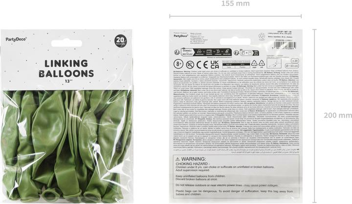 Image du produit Partydeco Ballons à chaîne Linking Ballon décoratif vert olive 33cm, 20 pièces (1 x)