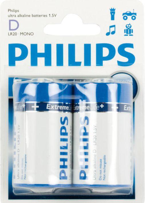 Image du produit ProPlus Philips Piles Ultra Alkaline D 2 pièces sous blister (2 pcs, D / LR20 / Mono / R20)