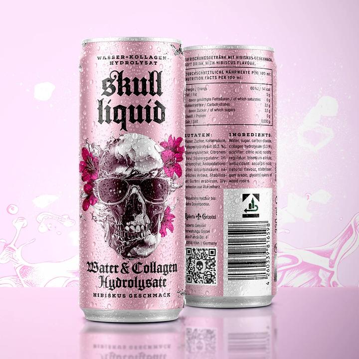 Produktbild Skull Liquid Water & Collagen - Hibiskus (12x330ml Dose) (Hibiskus, 12 x)