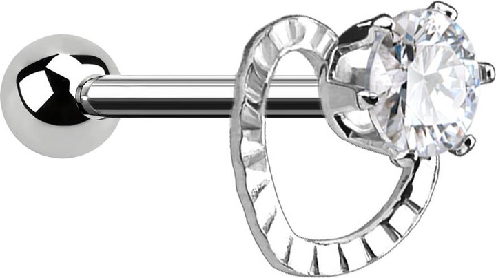 Produktbild Star Piercing Micro Barbell silber Kristall mit Herz (Chirurgenstahl 316L, Messing)