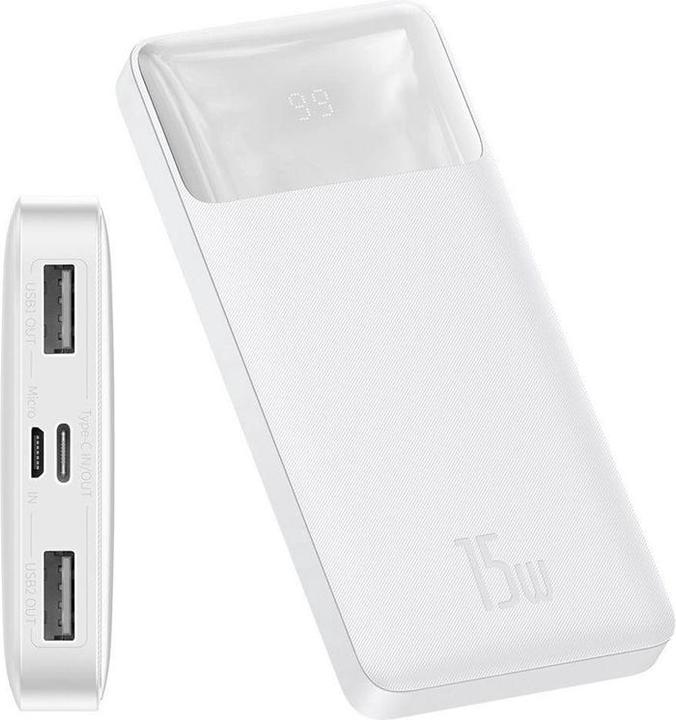 Produktbild Baseus Powerbank Bipow 10000mAh, 2xUSB, USB-C, 15W (white) (10000 mAh, 15 W, 37 Wh)