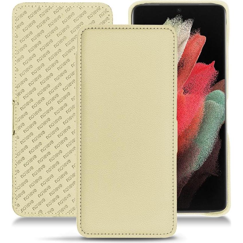 Noreve Lederschutzhülle horizontal (Samsung Galaxy S21 Ultra), Smartphone Hülle, Beige