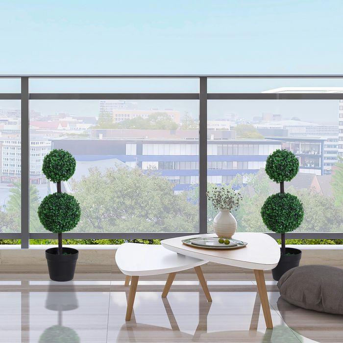 Produktbild Swisshandel24 künstliche Pflanzen 2er Set gross 67 cm Kunstpflanze mit 2 Kugel für Wohnzimmer (67 cm)