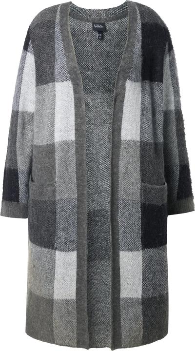 Produktbild Ulla Popken Long-Strickjacke, Karo, offenes Modell, Taschen (46, 48)