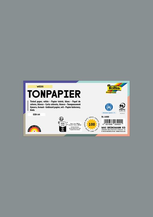 Produktbild Folia Tonpapier, DIN A4, 130 g/qm, steingrau (130 g/m², 100x)