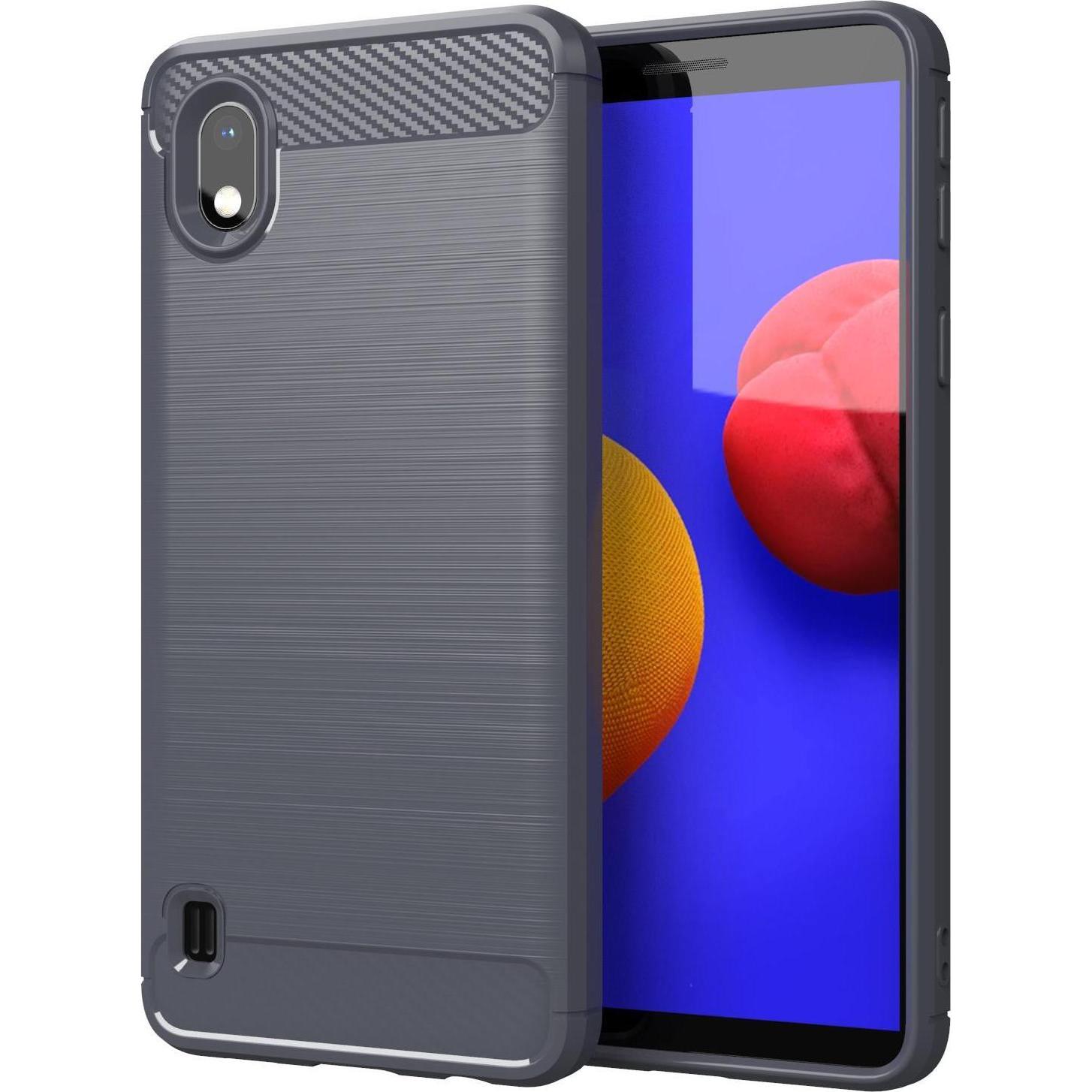 Cadorabo TPU Ultra Slim carbon edelstahl Kombi Cover (Samsung Galaxy A10, Samsung Galaxy M10), Smartphone Hülle, Grau