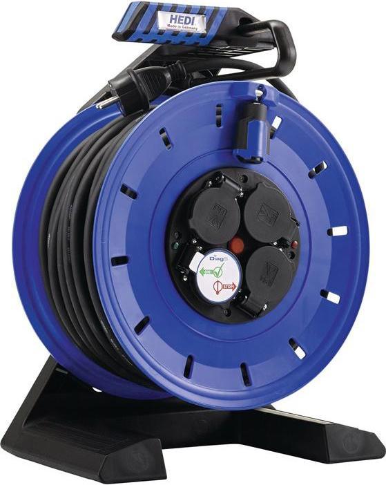 Produktbild Hedi Kabeltrommel 40 m H07RN-F 3 x 1,5 mm² 4 Schutzkontaktsteckdosen Vollkunststoff IP44 (40 m, 3 mm²)